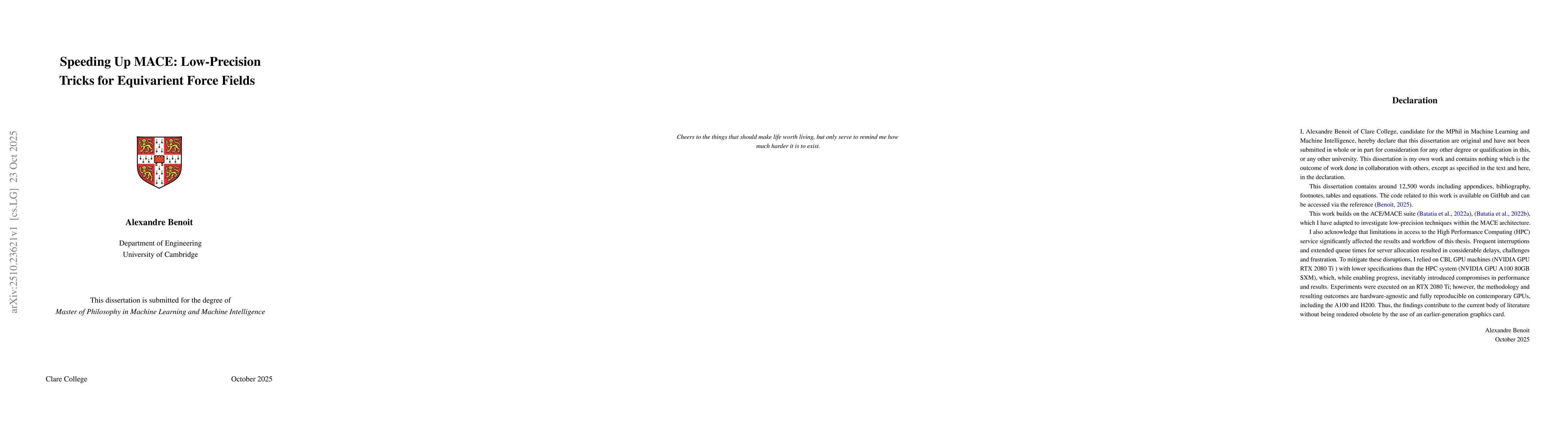 Thumbnail for Speeding Up MACE: Low-Precision Tricks for Equivarient Force Fields