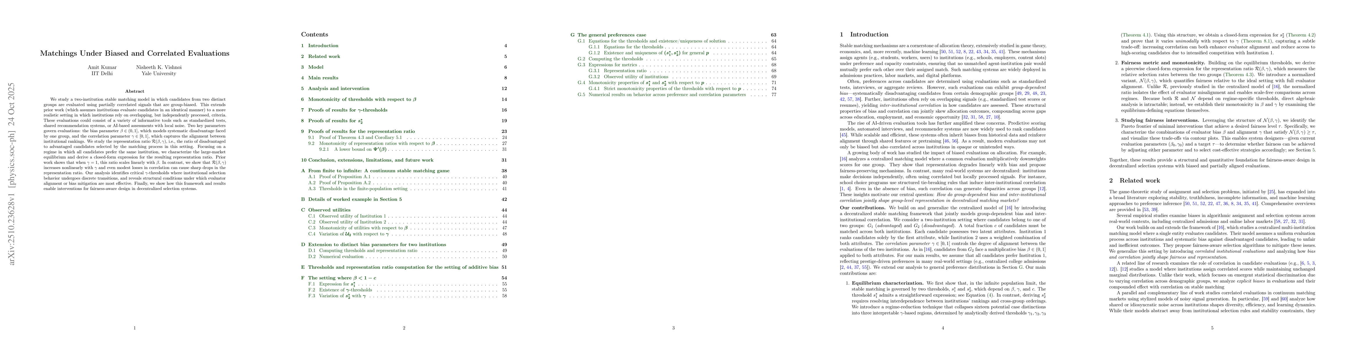 Thumbnail for Matchings Under Biased and Correlated Evaluations