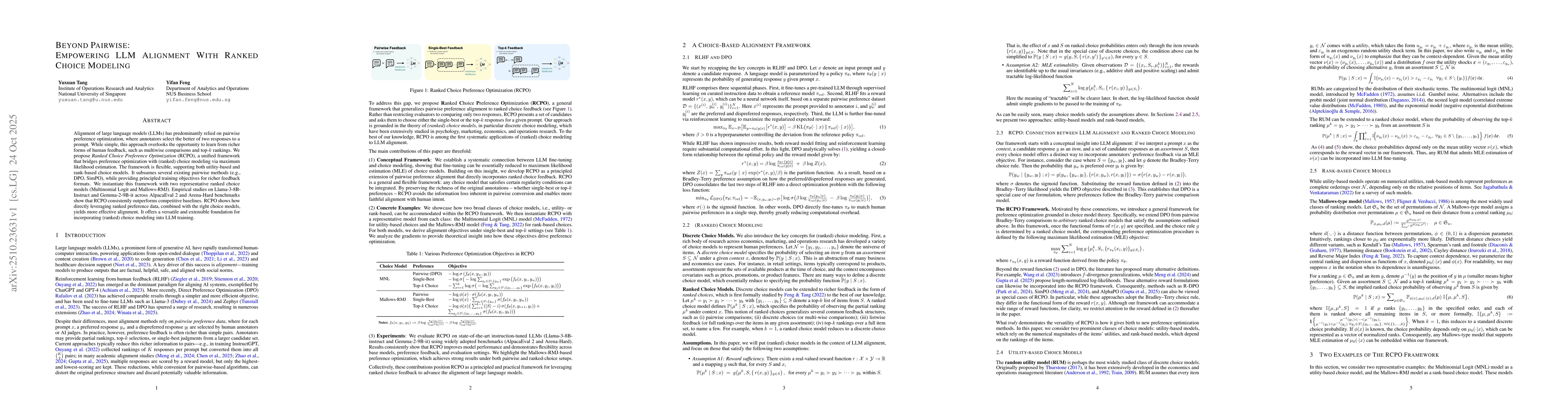 Thumbnail for Beyond Pairwise: Empowering LLM Alignment With Ranked Choice Modeling