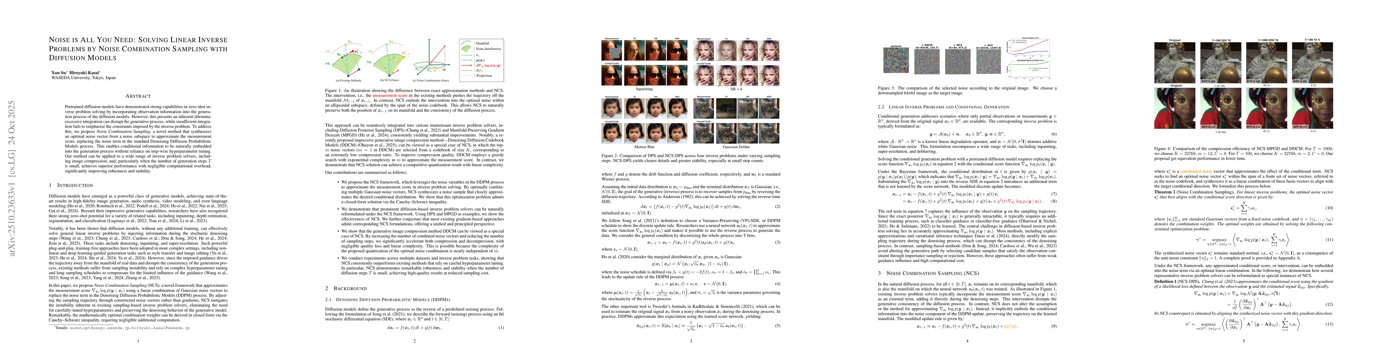 Thumbnail for Noise is All You Need: Solving Linear Inverse Problems by Noise
  Combination Sampling with Diffusion Models