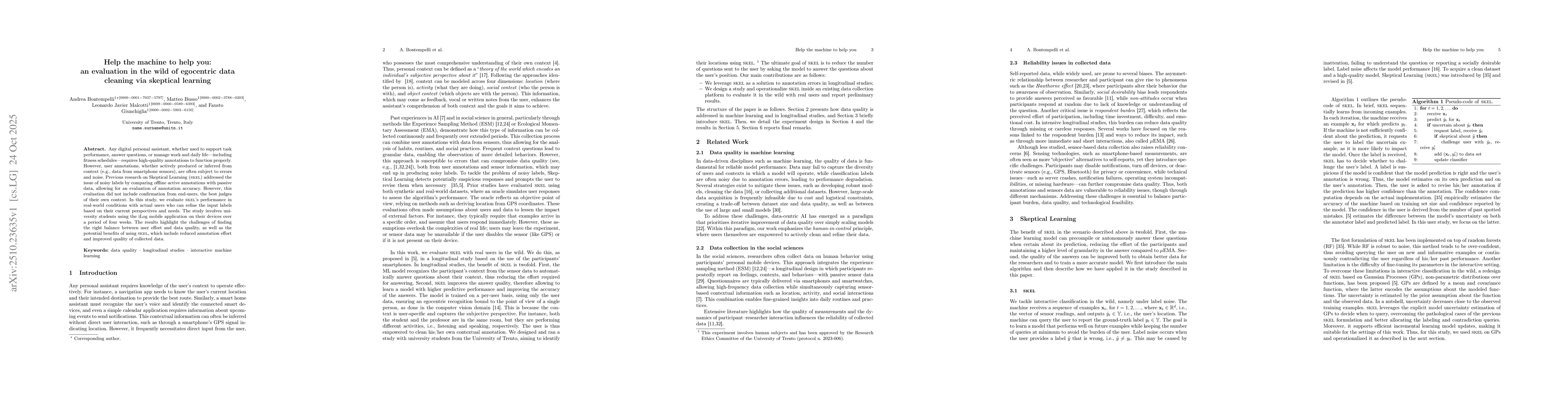 Thumbnail for Help the machine to help you: an evaluation in the wild of egocentric
  data cleaning via skeptical learning