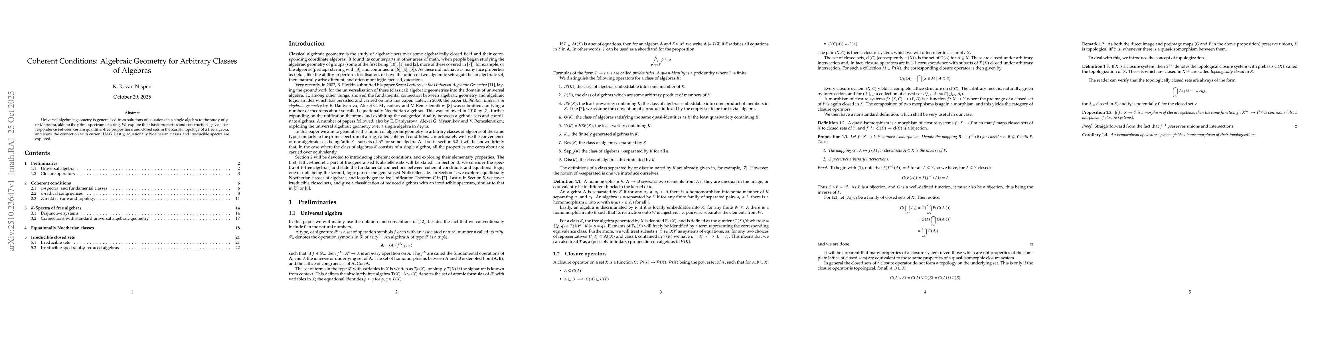 Thumbnail for Coherent Conditions: Algebraic Geometry for Arbitrary Classes of
  Algebras