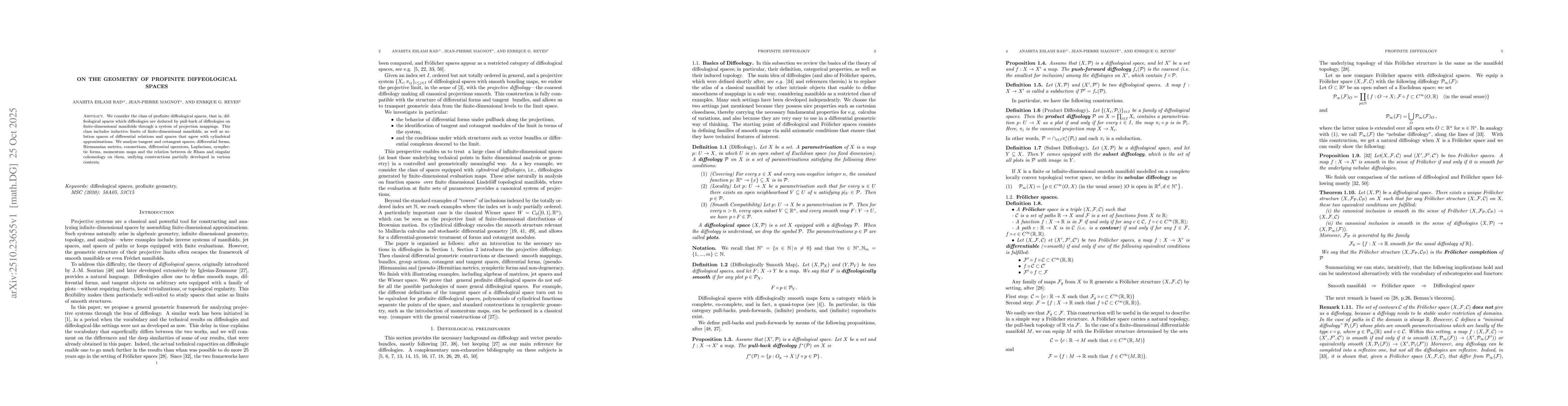 Thumbnail for On the geometry of profinite diffeological spaces