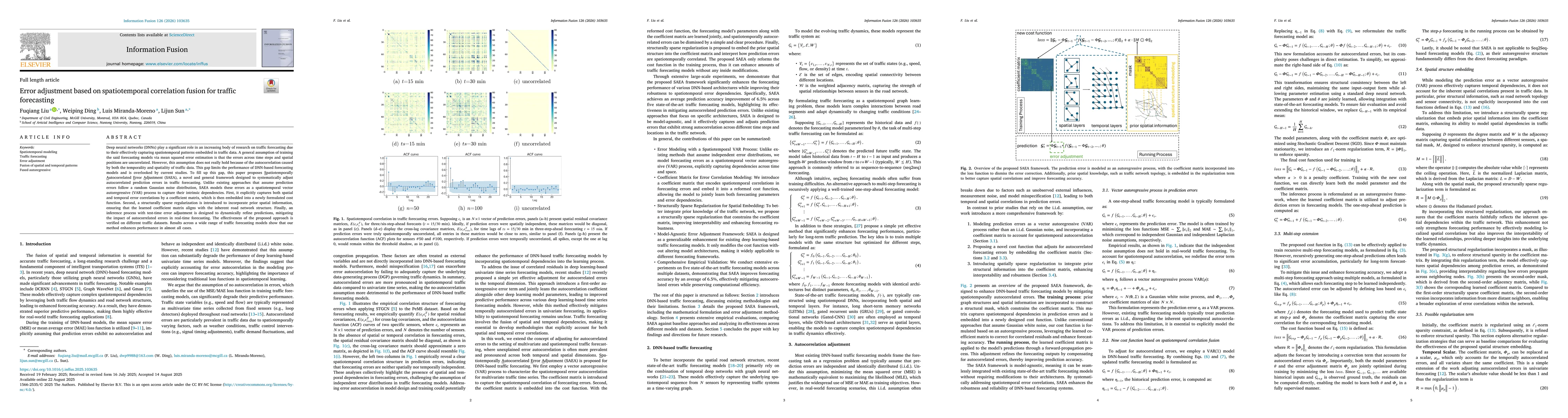 Thumbnail for Error Adjustment Based on Spatiotemporal Correlation Fusion for Traffic
  Forecasting