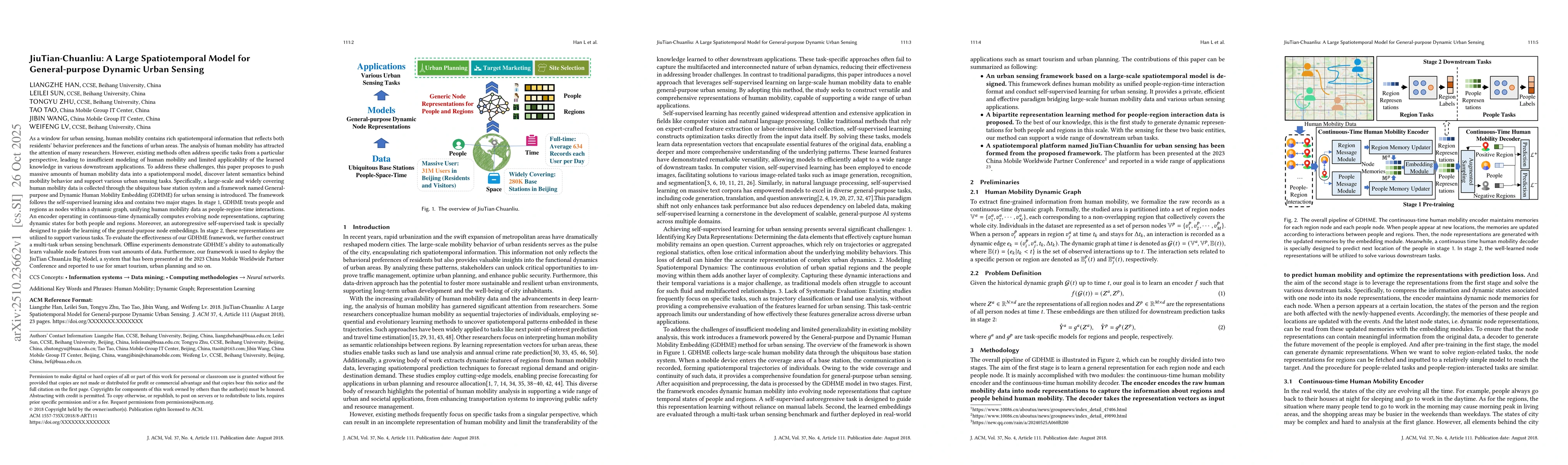 Thumbnail for JiuTian Chuanliu: A Large Spatiotemporal Model for General-purpose
  Dynamic Urban Sensing
