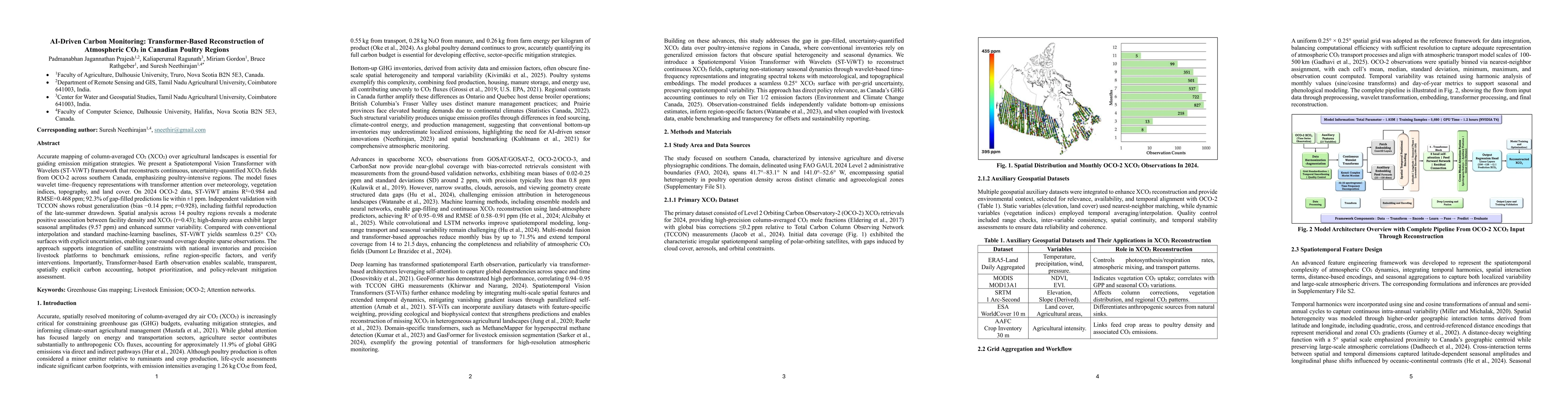 Thumbnail for AI-Driven Carbon Monitoring: Transformer-Based Reconstruction of
  Atmospheric CO2 in Canadian Poultry Regions