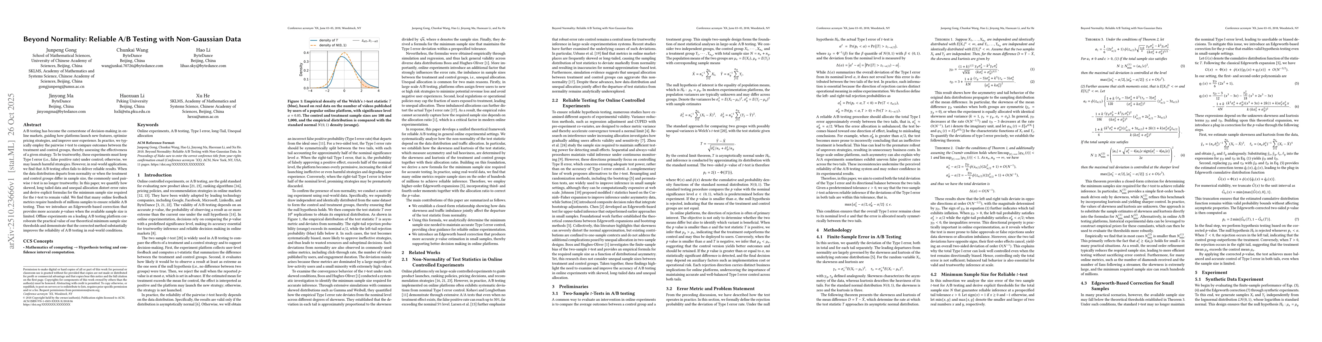 Thumbnail for Beyond Normality: Reliable A/B Testing with Non-Gaussian Data