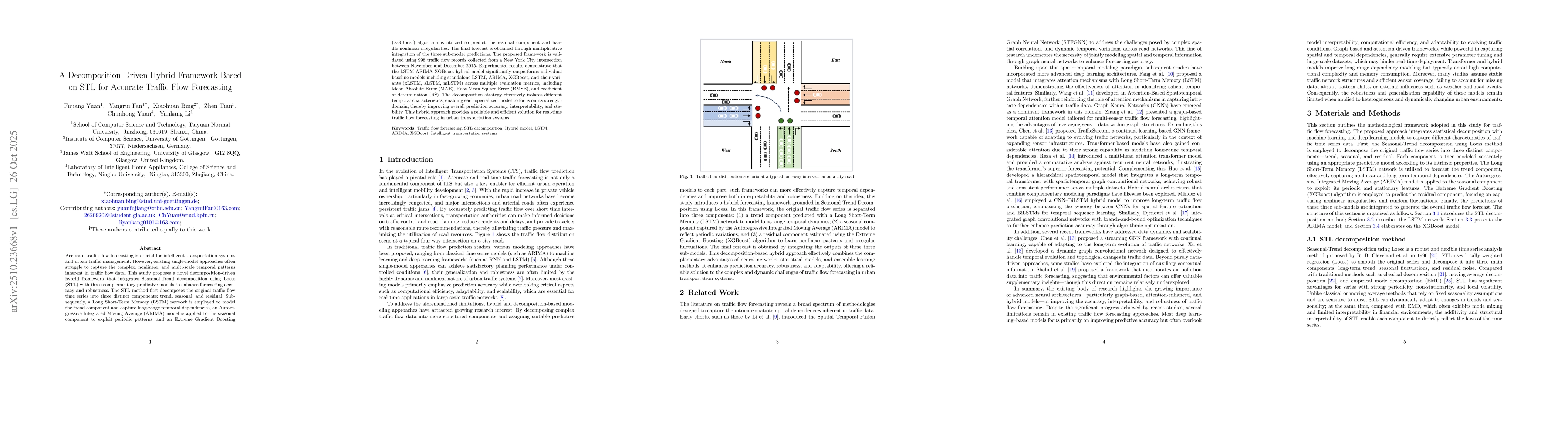 Thumbnail for Traffic flow forecasting, STL decomposition, Hybrid model, LSTM, ARIMA,
  XGBoost, Intelligent transportation systems