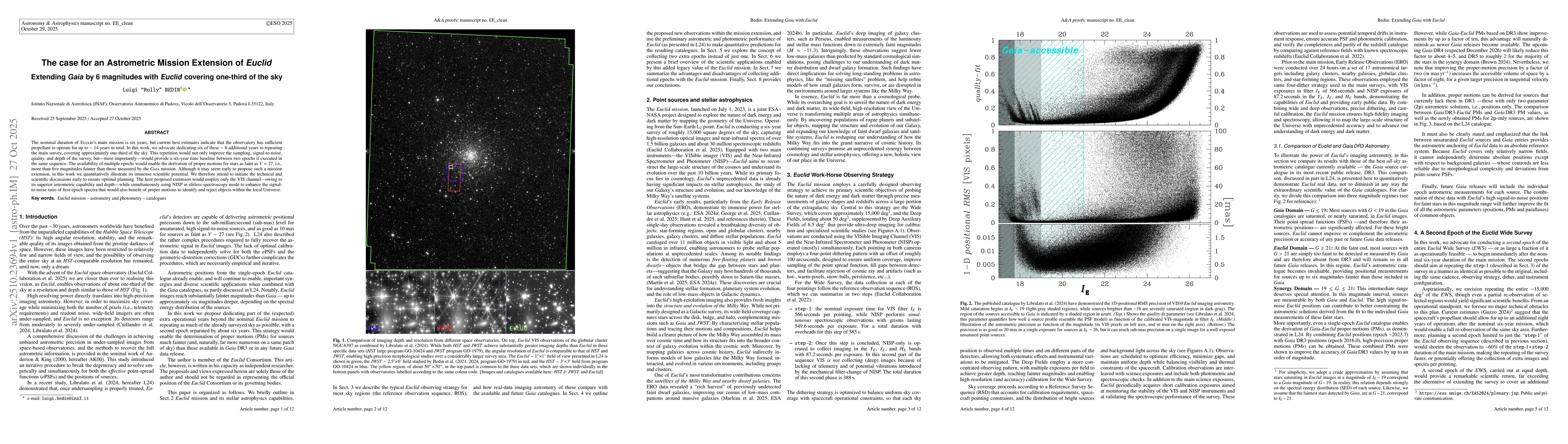 Thumbnail for The case for an Astrometric Mission Extension of Euclid. Extending Gaia
  by 6 magnitudes with Euclid covering one-third of the sky