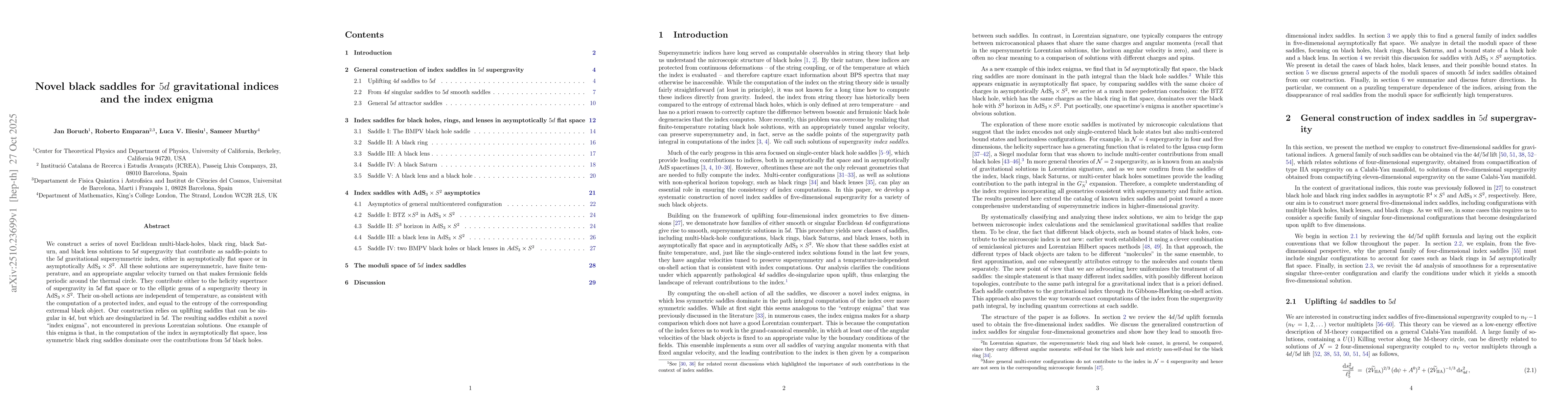 Thumbnail for Novel black saddles for 5d gravitational indices and the index enigma