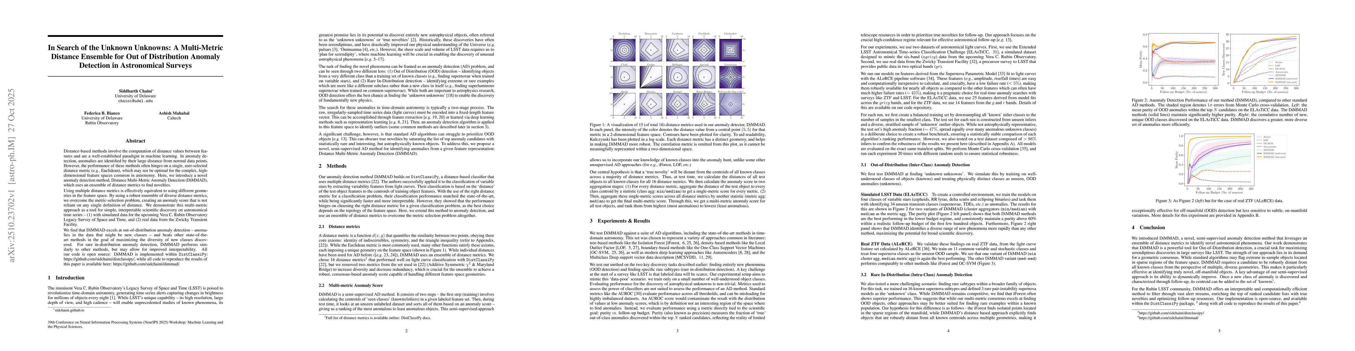 Thumbnail for In Search of the Unknown Unknowns: A Multi-Metric Distance Ensemble for
  Out of Distribution Anomaly Detection in Astronomical Surveys