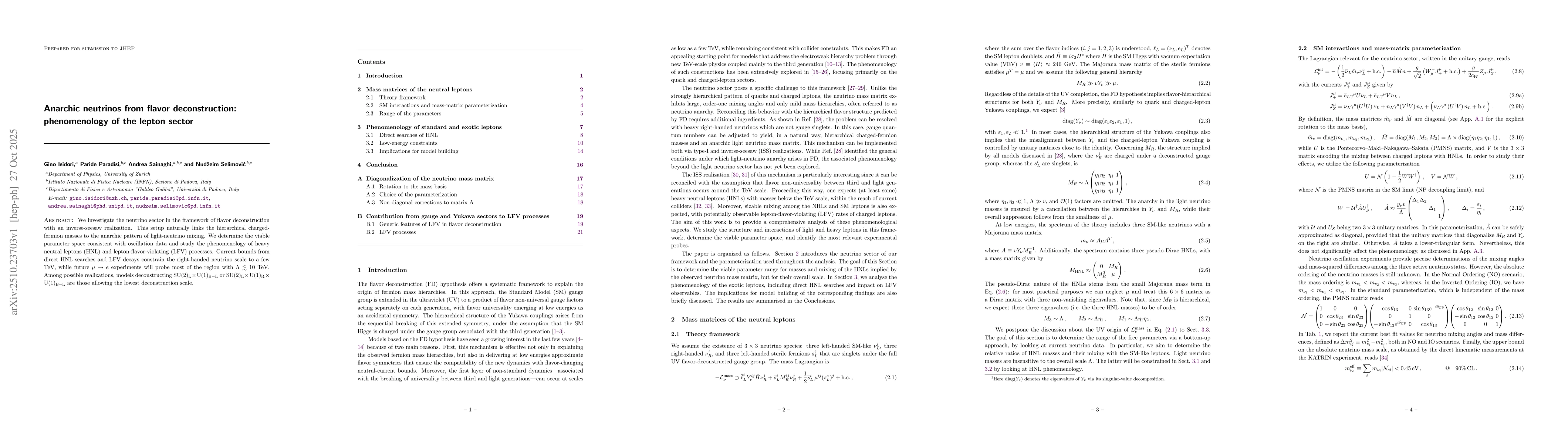 Thumbnail for Anarchic neutrinos from flavor deconstruction: phenomenology of the
  lepton sector