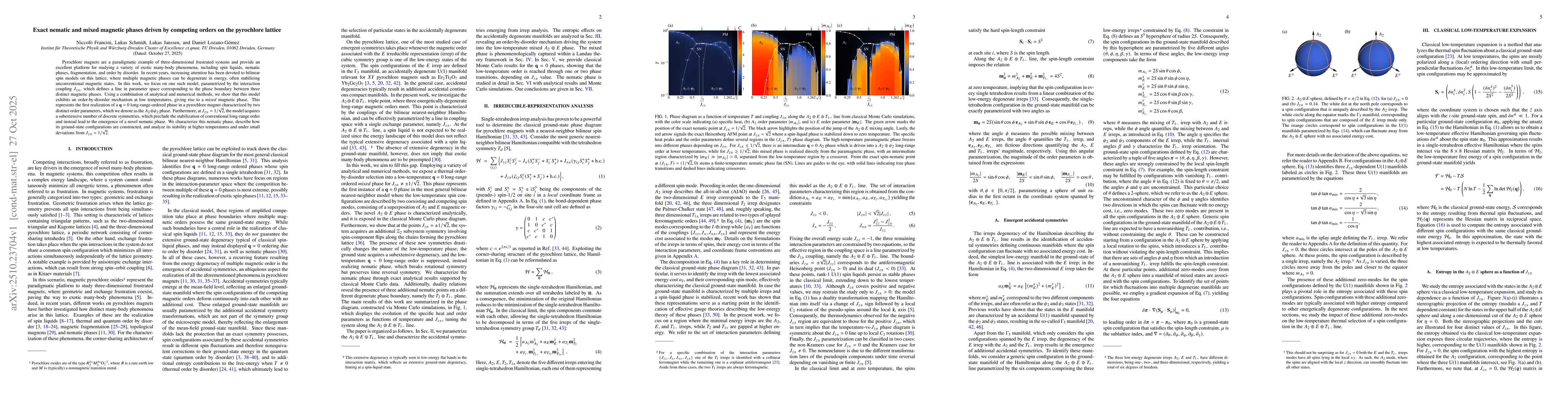 Thumbnail for Exact nematic and mixed magnetic phases driven by competing orders on
  the pyrochlore lattice