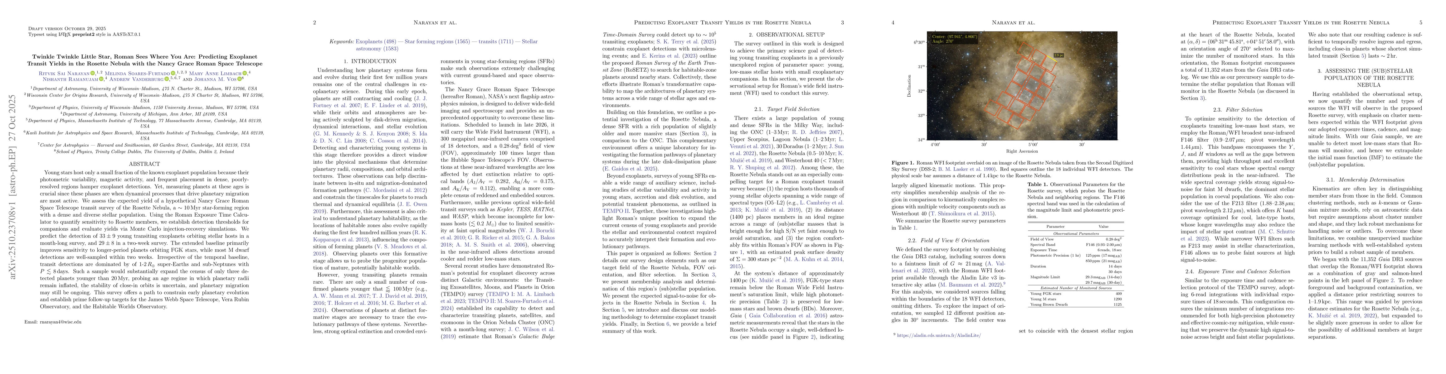 Thumbnail for Twinkle Twinkle Little Star, Roman Sees Where You Are: Predicting
  Exoplanet Transit Yields in the Rosette Nebula with the Nancy Grace Roman
  Space Telescope