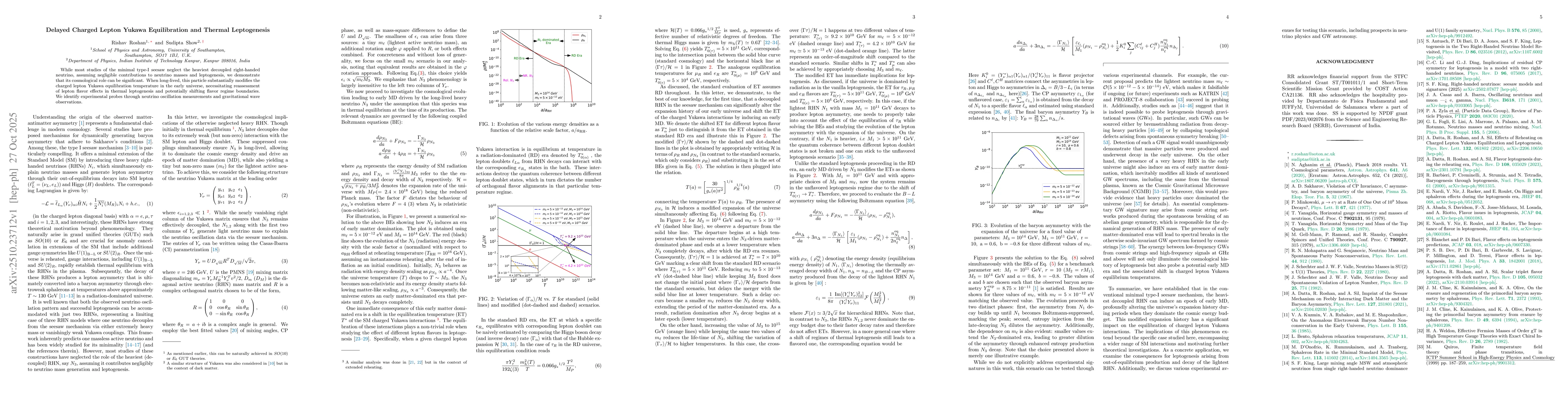 Thumbnail for Delayed Charged Lepton Yukawa Equilibration and Thermal Leptogenesis