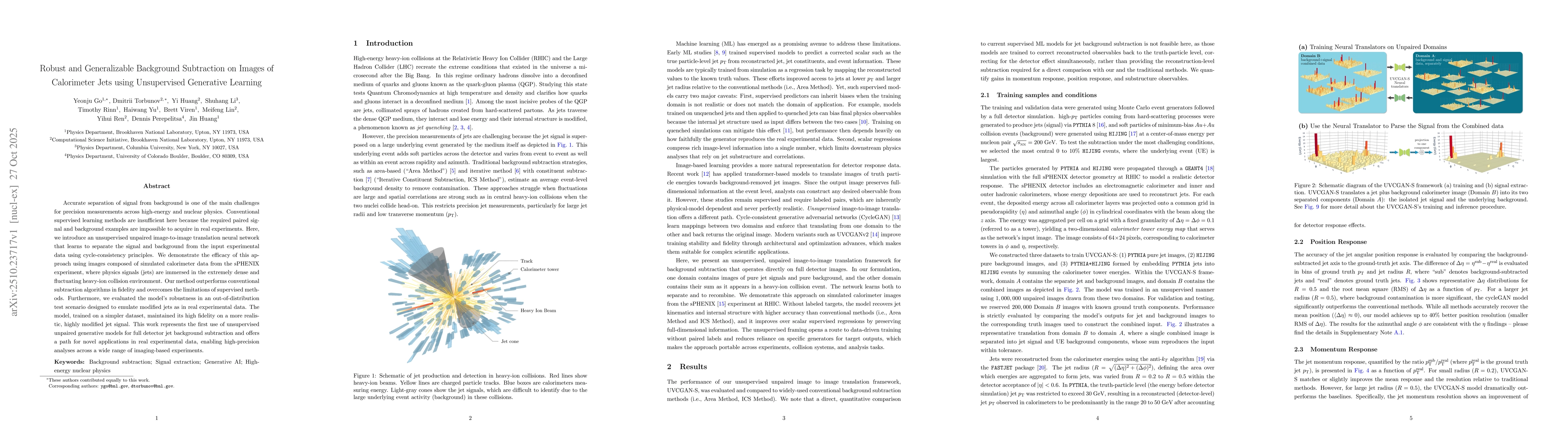 Thumbnail for Robust and Generalizable Background Subtraction on Images of Calorimeter
  Jets using Unsupervised Generative Learning
