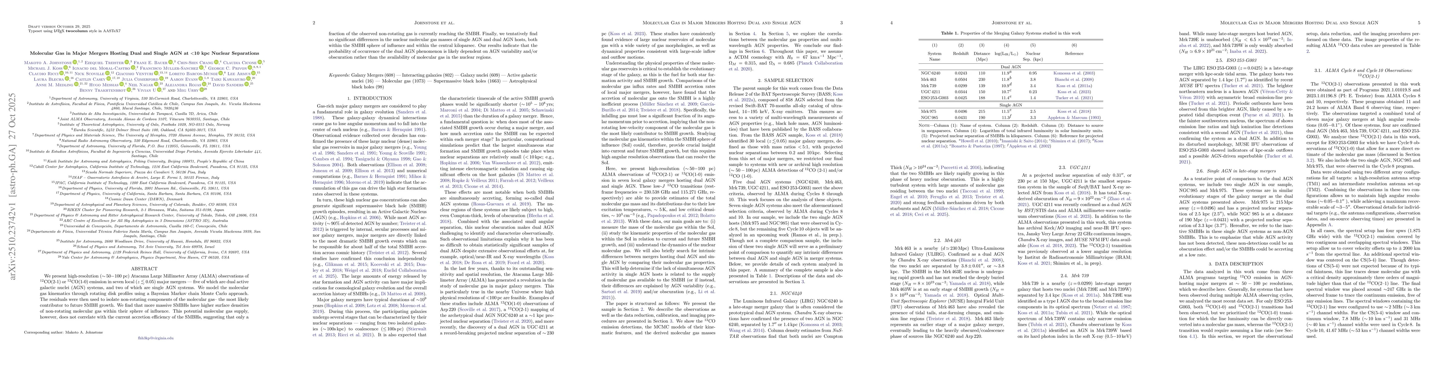 Thumbnail for Molecular Gas in Major Mergers Hosting Dual and Single AGN at <10 kpc
  Nuclear Separations