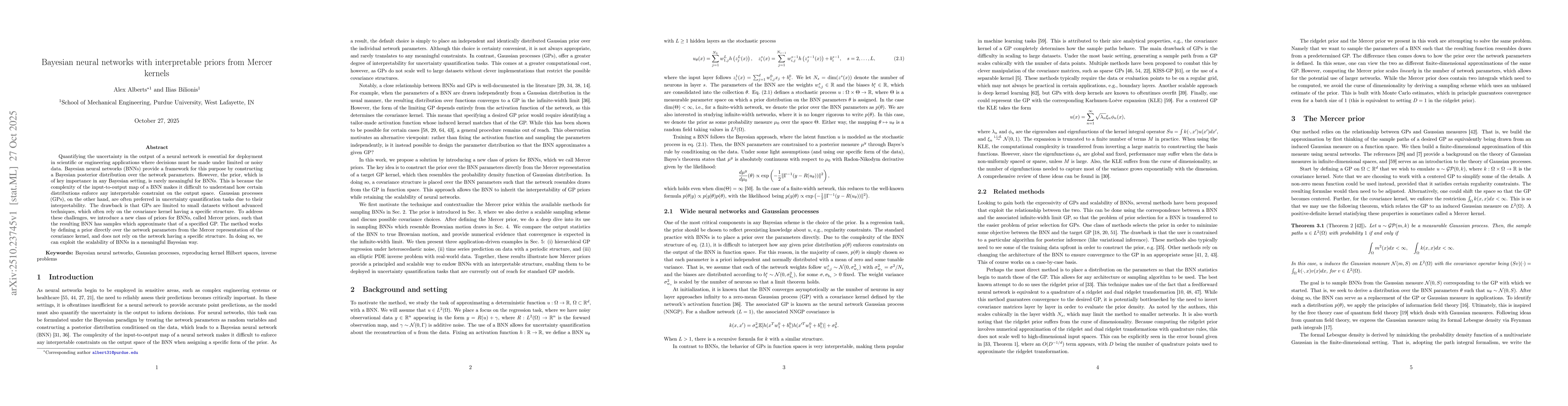 Thumbnail for Bayesian neural networks with interpretable priors from Mercer kernels