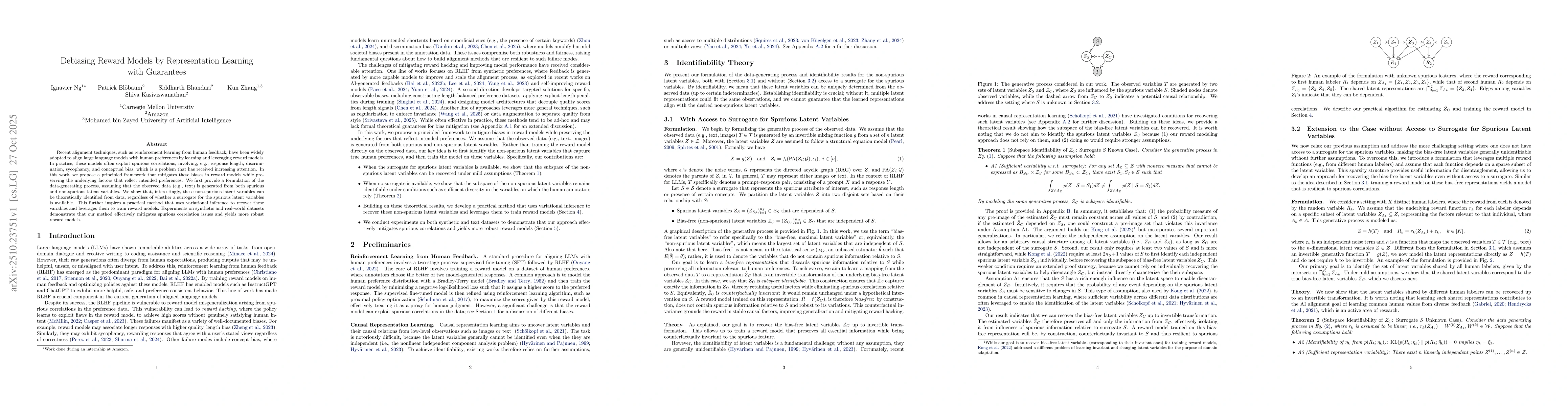 Thumbnail for Debiasing Reward Models by Representation Learning with Guarantees
