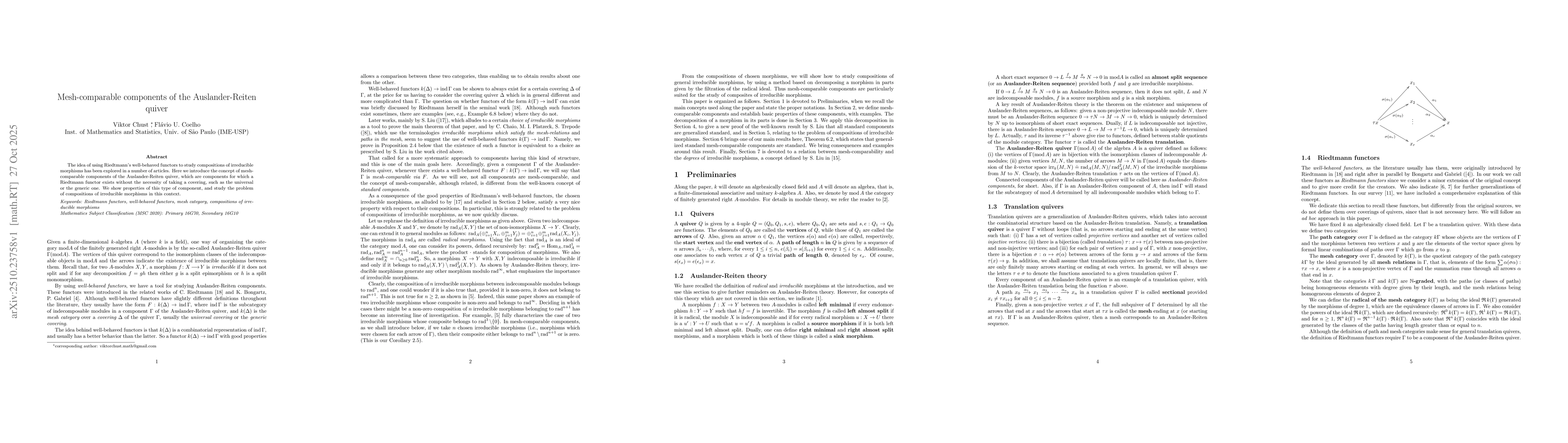 Thumbnail for Mesh-comparable components of the Auslander-Reiten quiver
