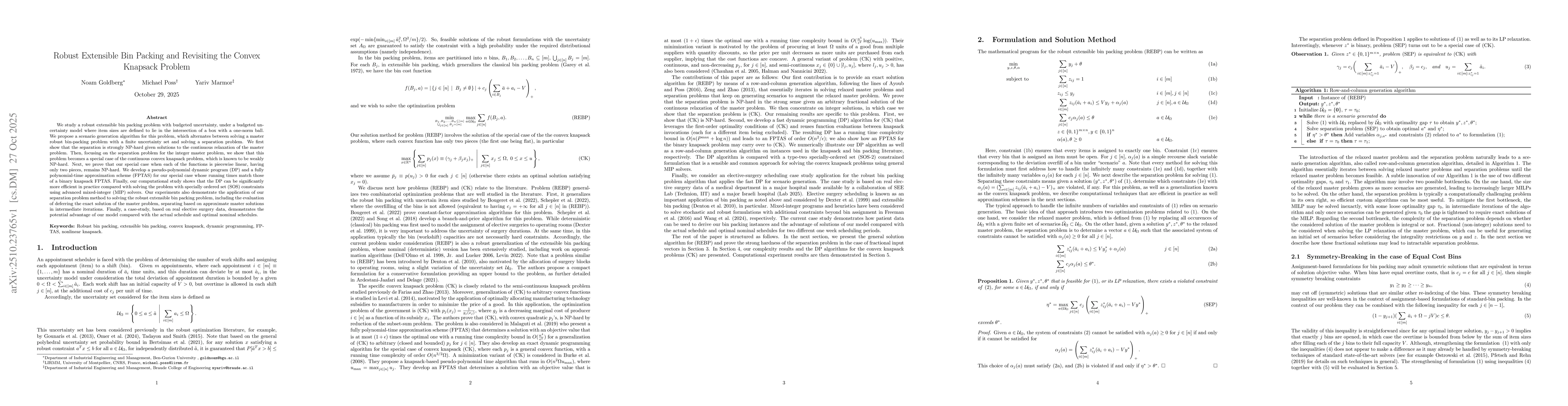 Thumbnail for Robust Extensible Bin Packing and Revisiting the Convex Knapsack Problem