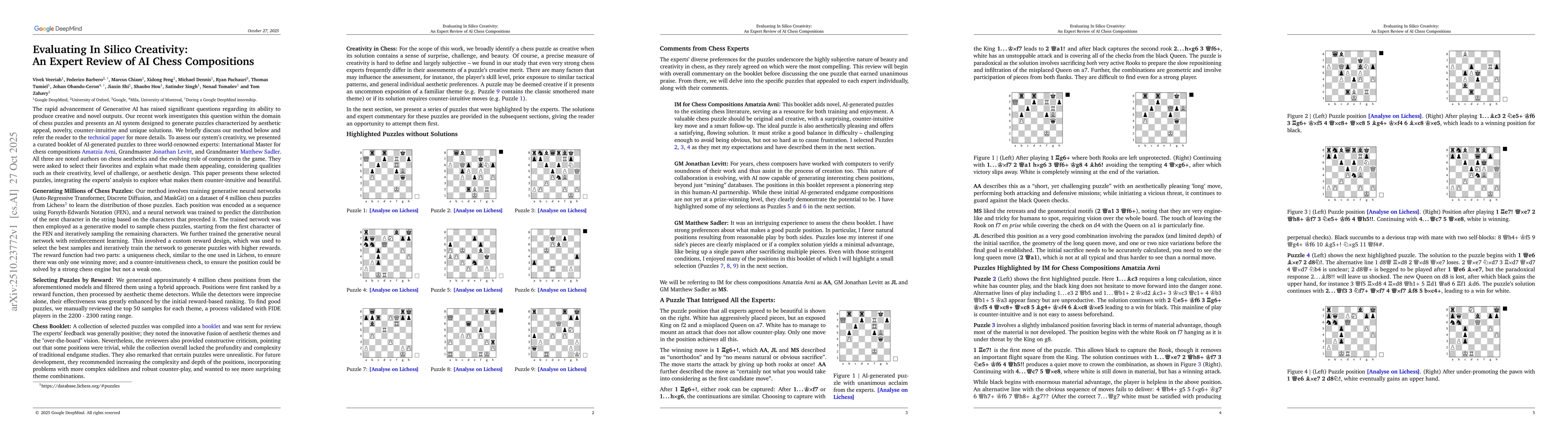 Thumbnail for Evaluating In Silico Creativity: An Expert Review of AI Chess
  Compositions