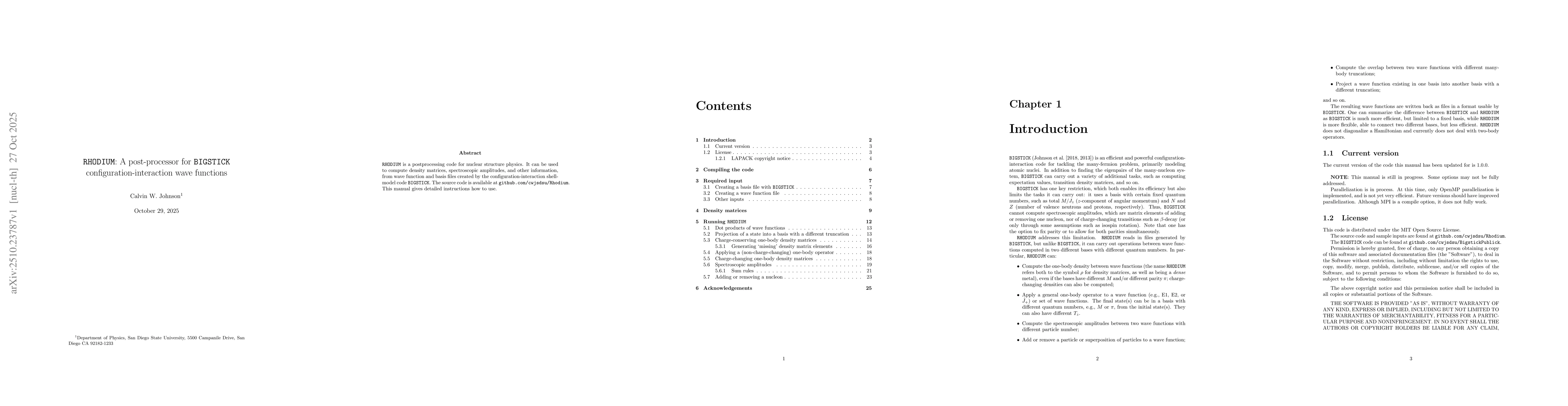 Thumbnail for RHODIUM: A post-processor for BIGSTICK configuration-interaction wave
  functions