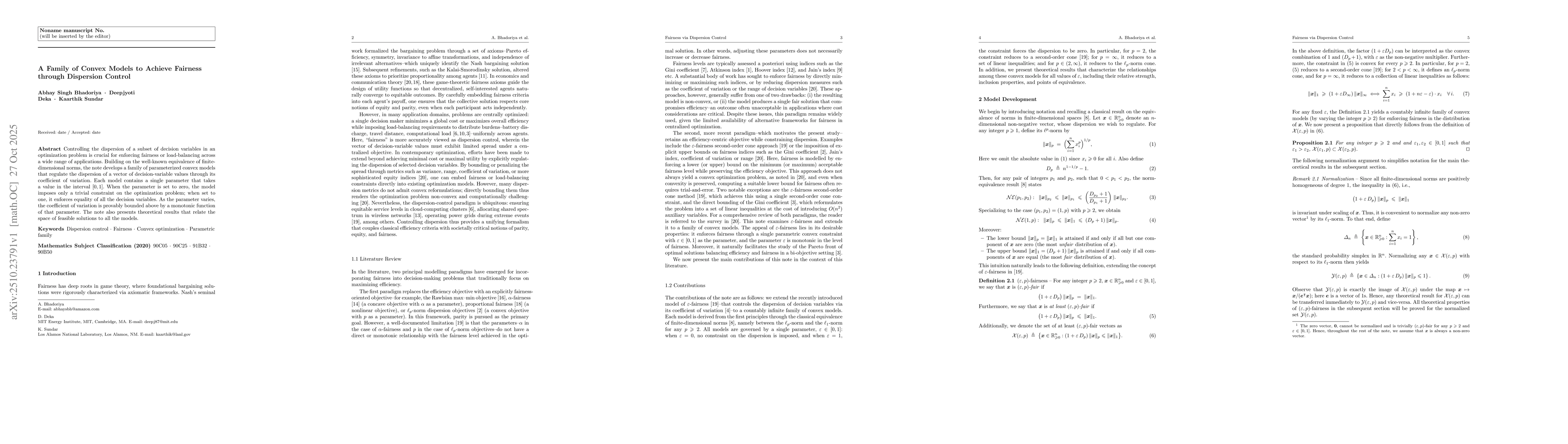 Thumbnail for A Family of Convex Models to Achieve Fairness through Dispersion Control