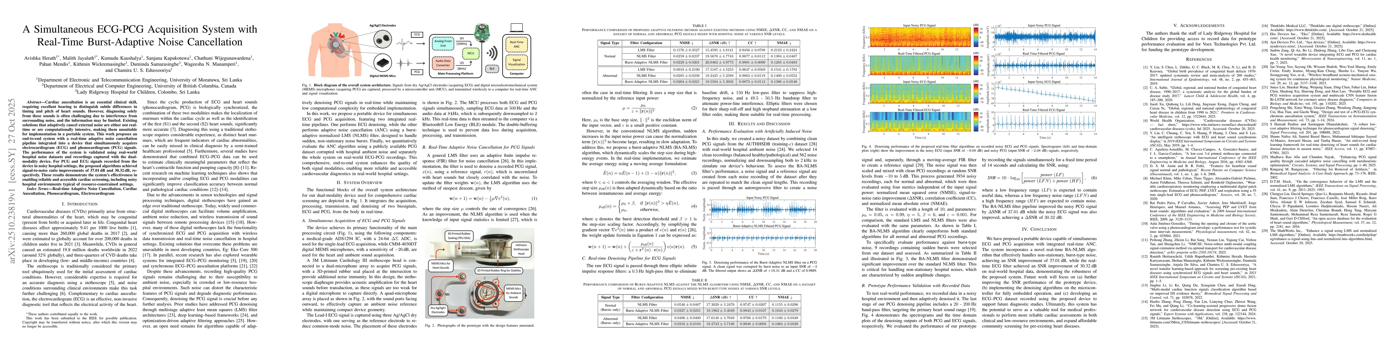 Thumbnail for A Simultaneous ECG-PCG Acquisition System with Real-Time Burst-Adaptive
  Noise Cancellation