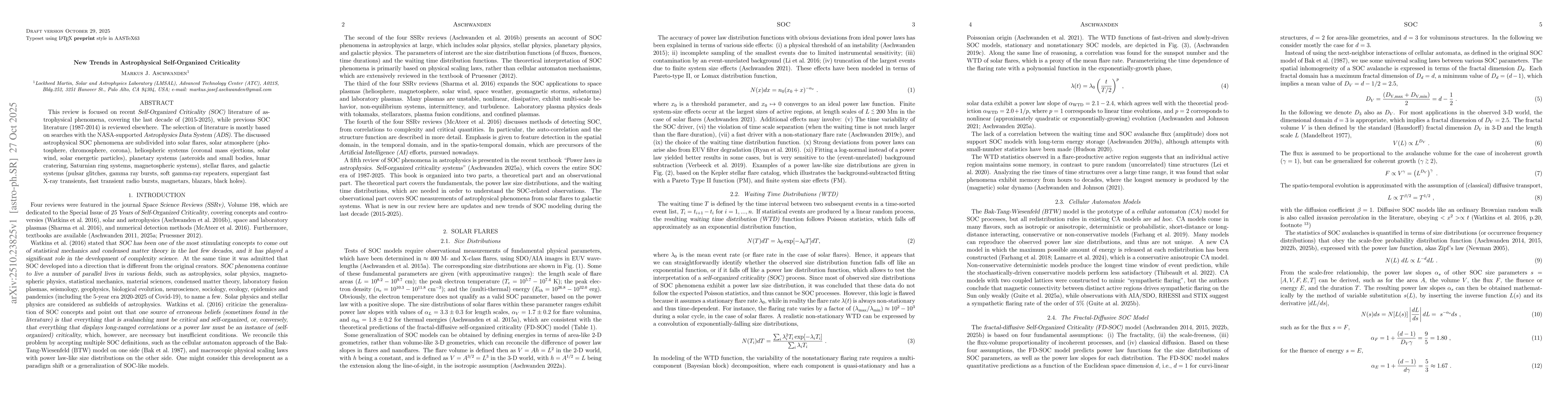 Thumbnail for New Trends in Astrophysical Self-Organized Criticality