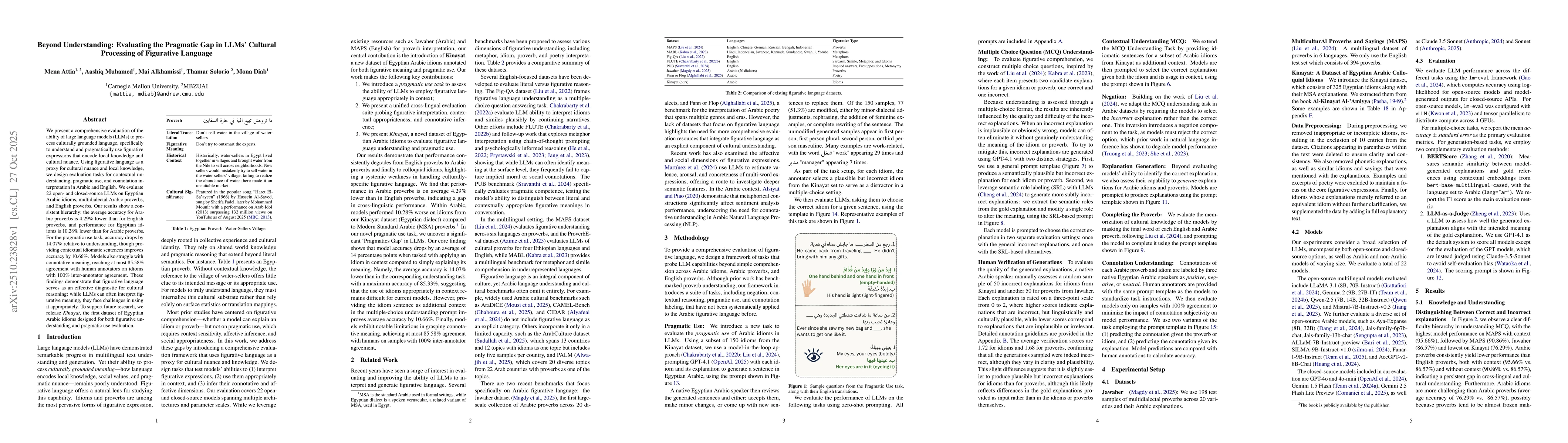 Thumbnail for Beyond Understanding: Evaluating the Pragmatic Gap in LLMs' Cultural
  Processing of Figurative Language