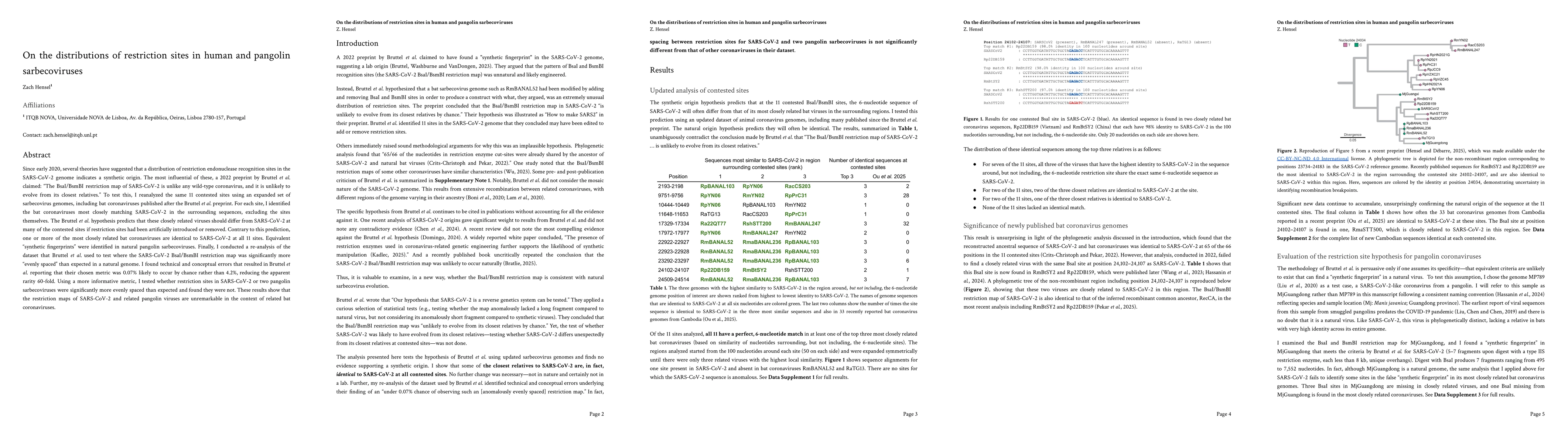 Thumbnail for On the distributions of restriction sites in human and pangolin
  sarbecoviruses