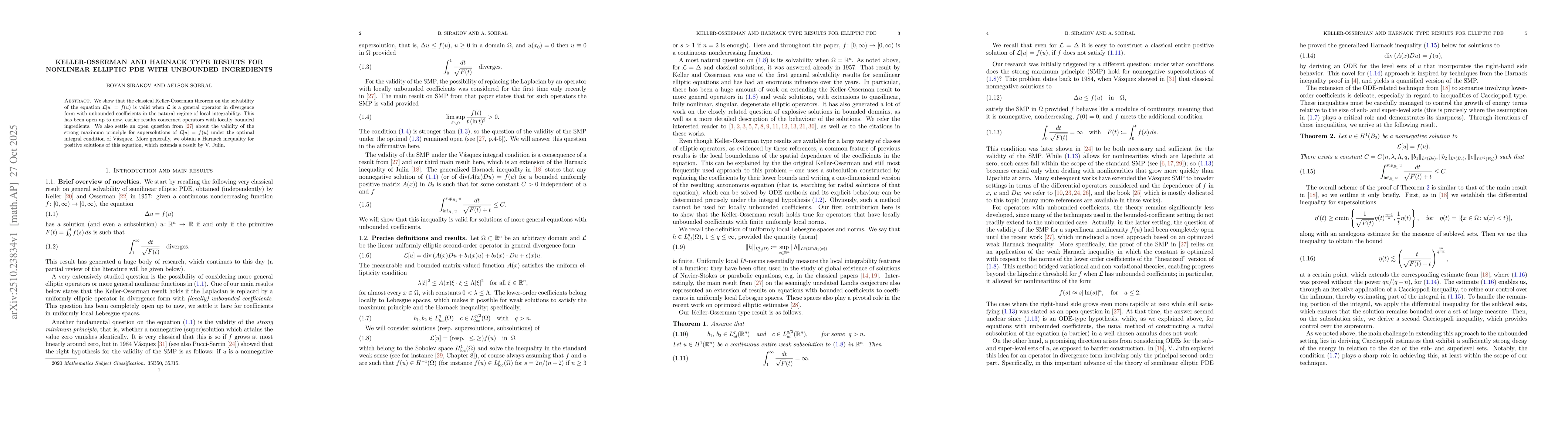 Thumbnail for Keller-Osserman and Harnack type results for nonlinear elliptic PDE with
  unbounded ingredients