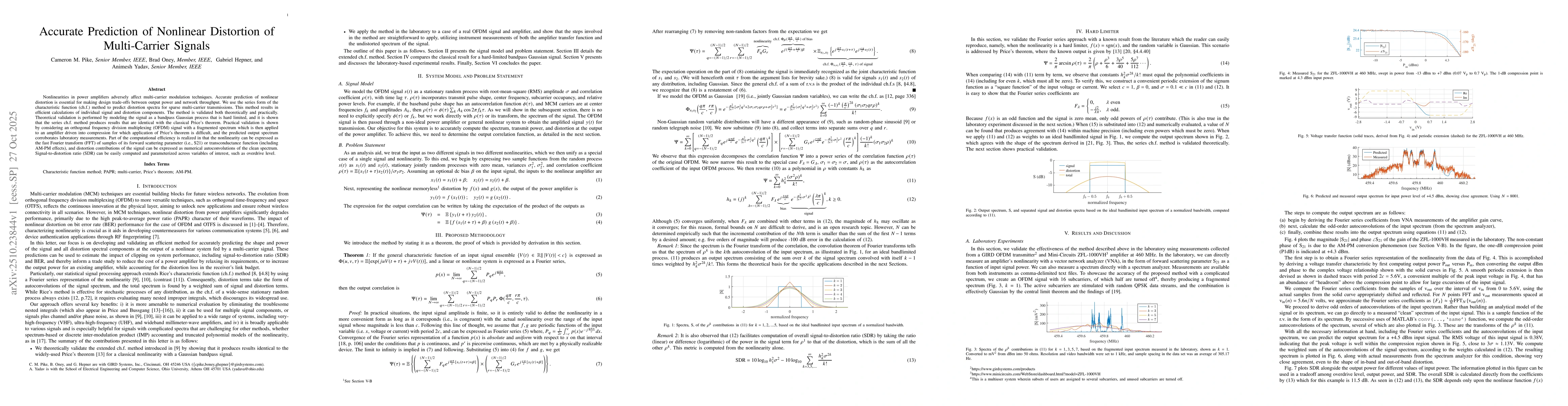 Thumbnail for Accurate Prediction of Nonlinear Distortion of Multi-Carrier Signals