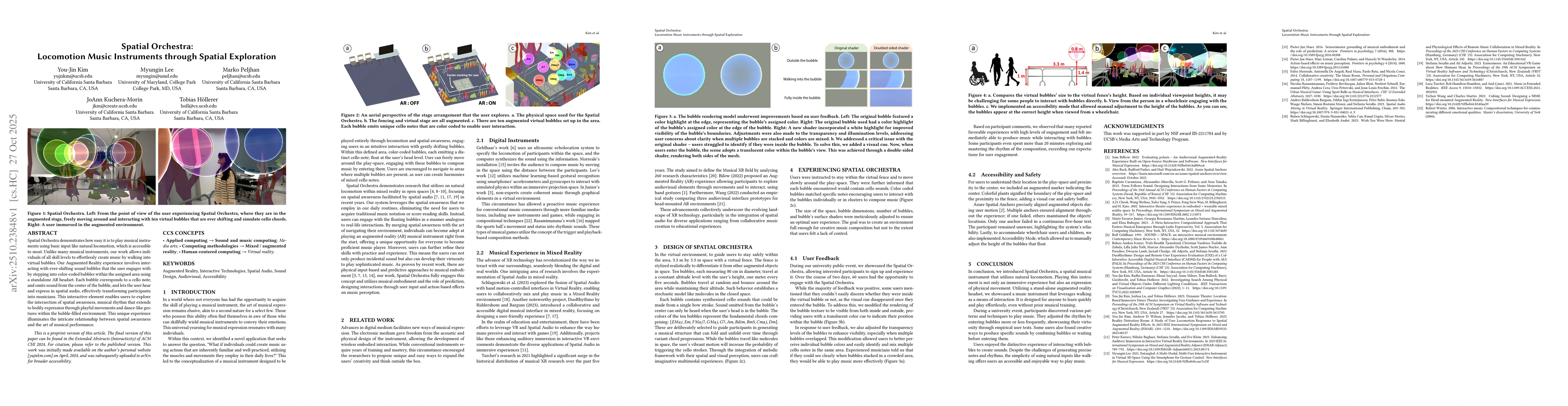 Thumbnail for Spatial Orchestra: Locomotion Music Instruments through Spatial
  Exploration