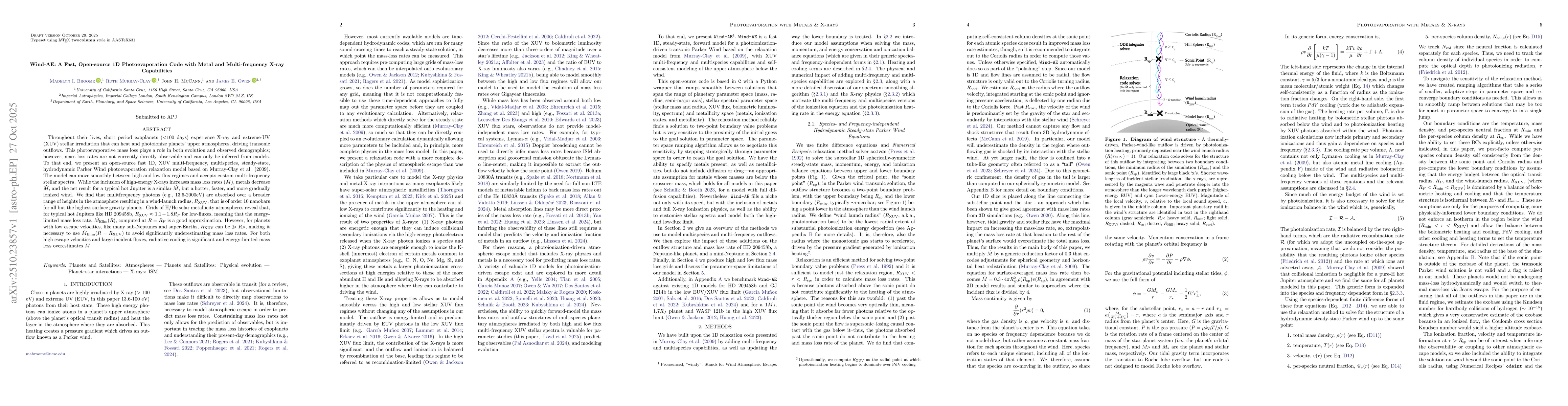 Thumbnail for Wind-AE: A Fast, Open-source 1D Photoevaporation Code with Metal and
  Multi-frequency X-ray Capabilities