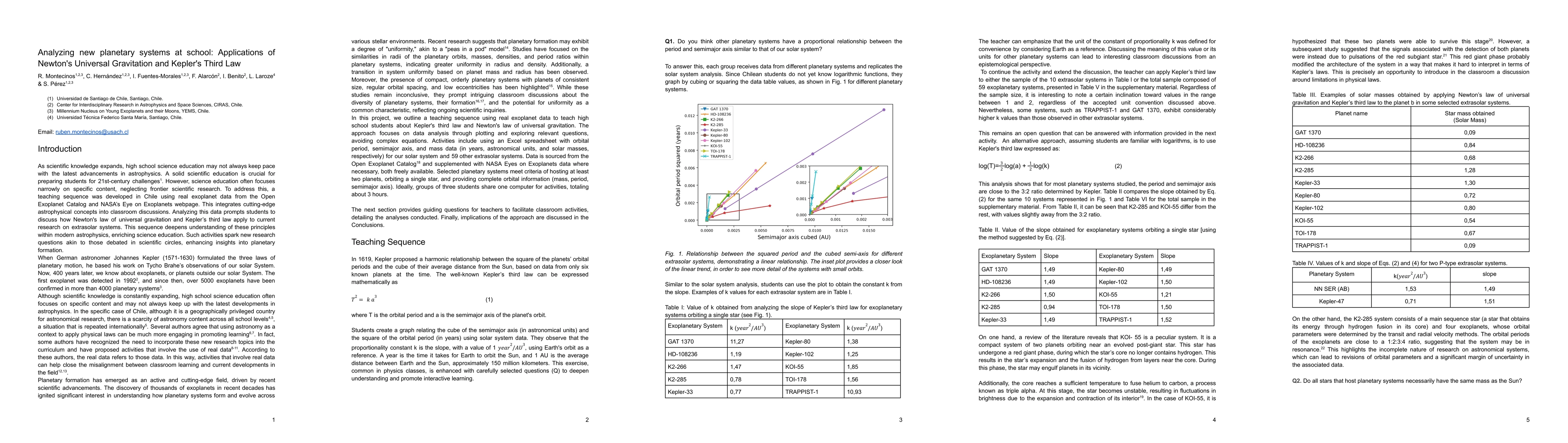 Thumbnail for Analyzing New Planetary Systems at School: Applications of Newton's Law
  of Universal Gravitation and Kepler's Third Law