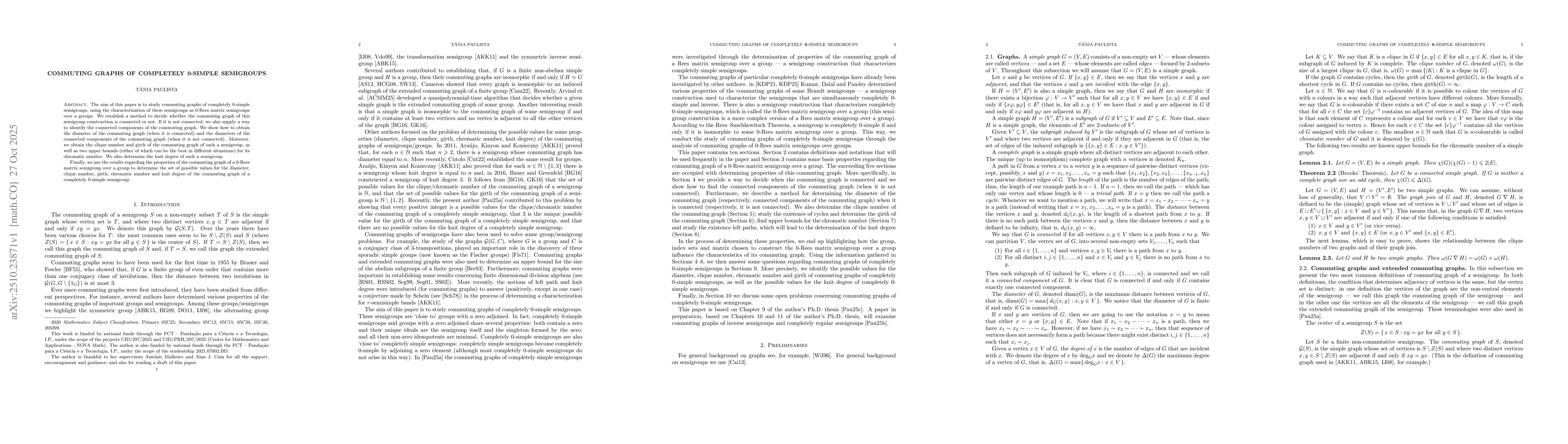 Thumbnail for Commuting graphs of completely 0-simple semigroups