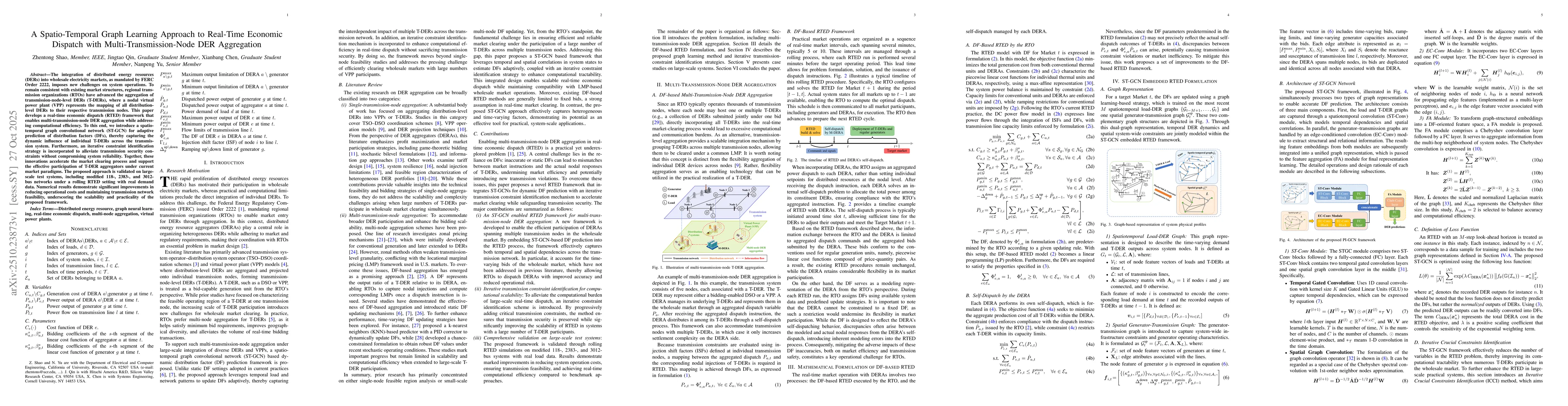 Thumbnail for A Spatio-Temporal Graph Learning Approach to Real-Time Economic Dispatch
  with Multi-Transmission-Node DER Aggregation