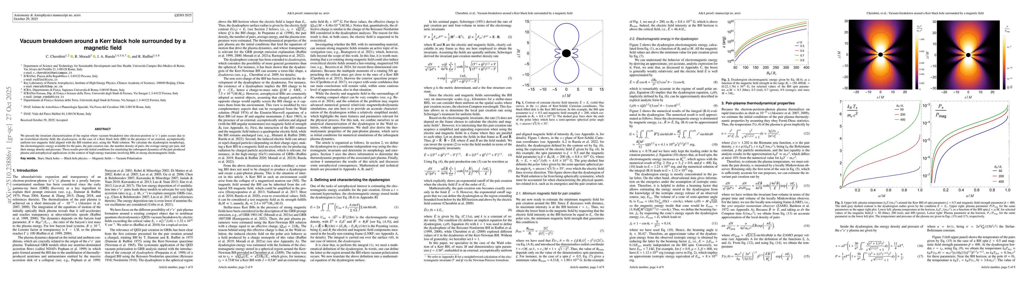 Thumbnail for Vacuum breakdown around a Kerr black hole surrounded by a magnetic field
