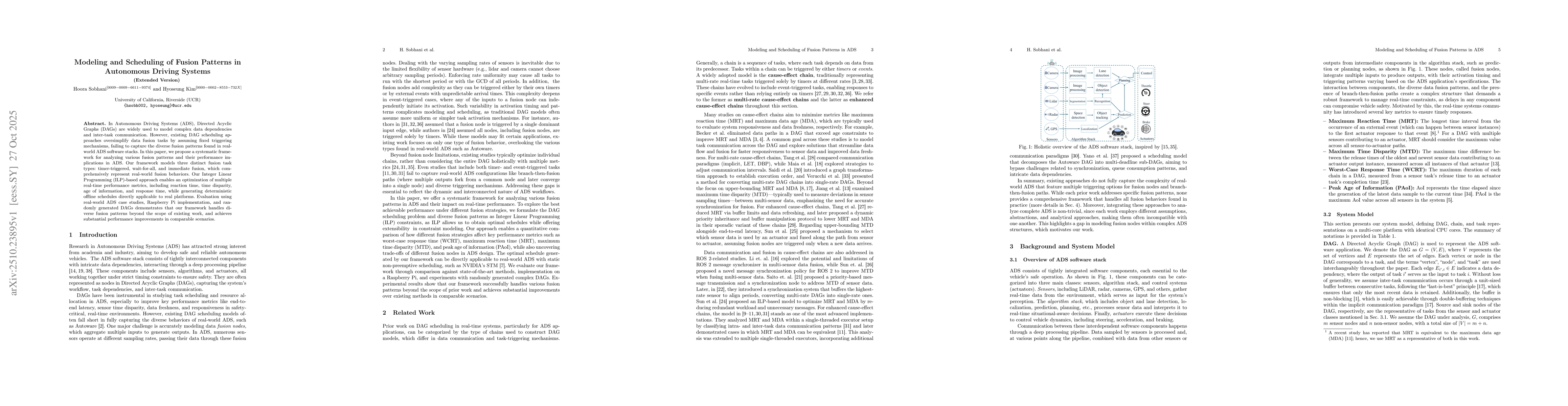 Thumbnail for Modeling and Scheduling of Fusion Patterns in Autonomous Driving Systems
  (Extended Version)