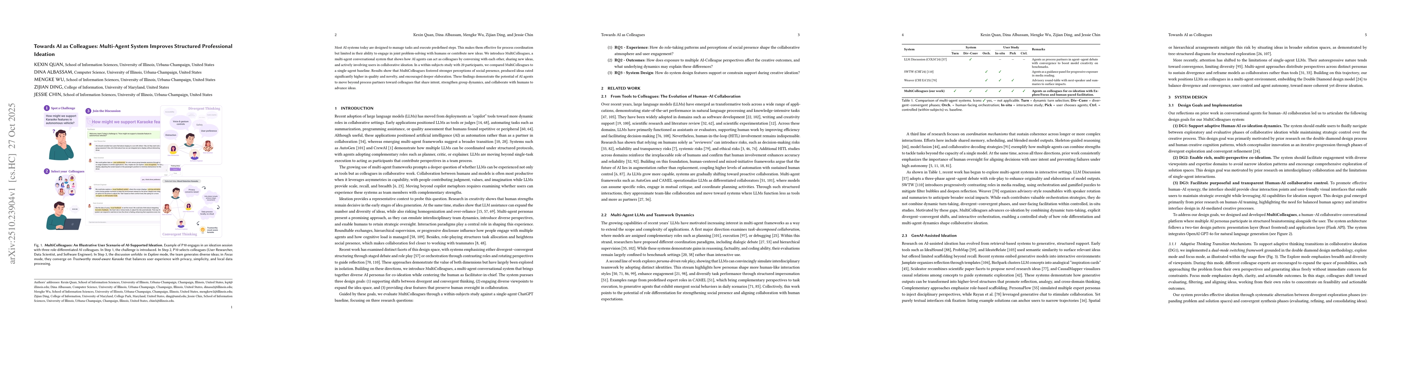 Thumbnail for Towards AI as Colleagues: Multi-Agent System Improves Structured
  Professional Ideation