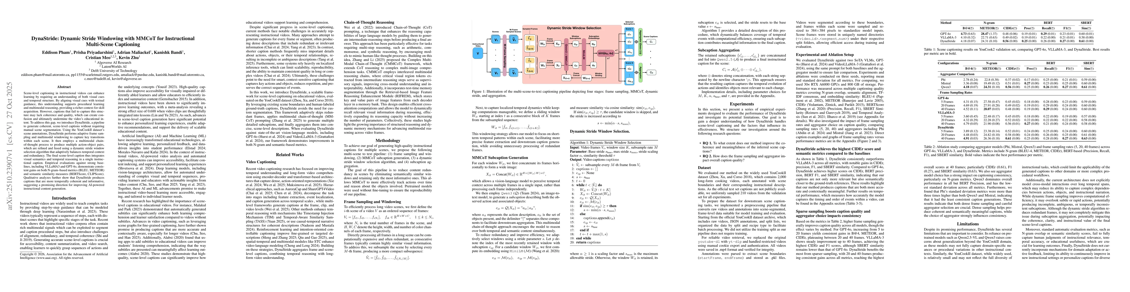 Thumbnail for DynaStride: Dynamic Stride Windowing with MMCoT for Instructional
  Multi-Scene Captioning