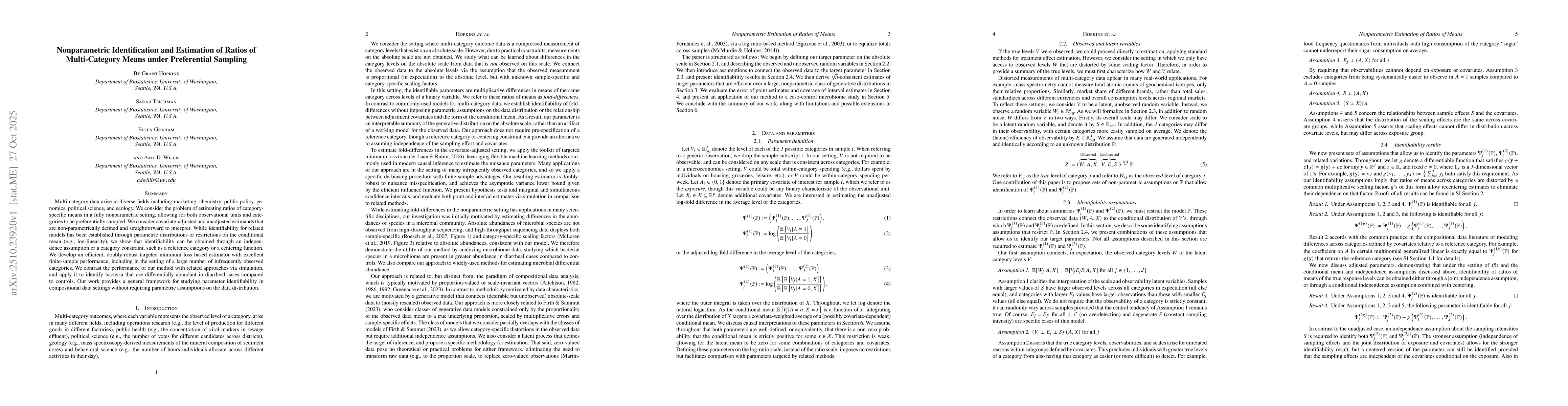 Thumbnail for Nonparametric Identification and Estimation of Ratios of Multi-Category
  Means under Preferential Sampling