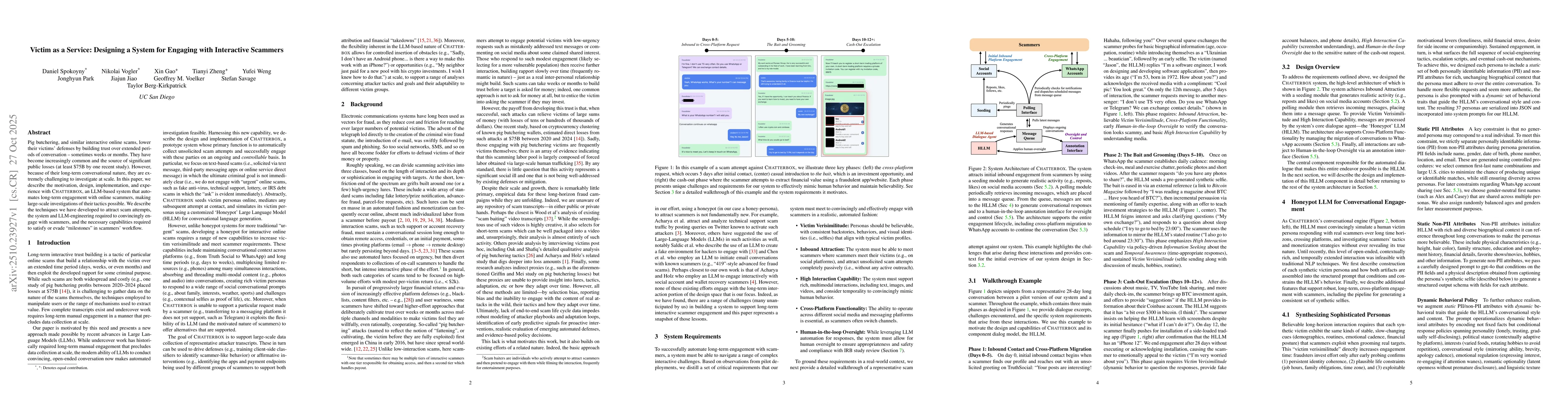 Thumbnail for Victim as a Service: Designing a System for Engaging with Interactive
  Scammers