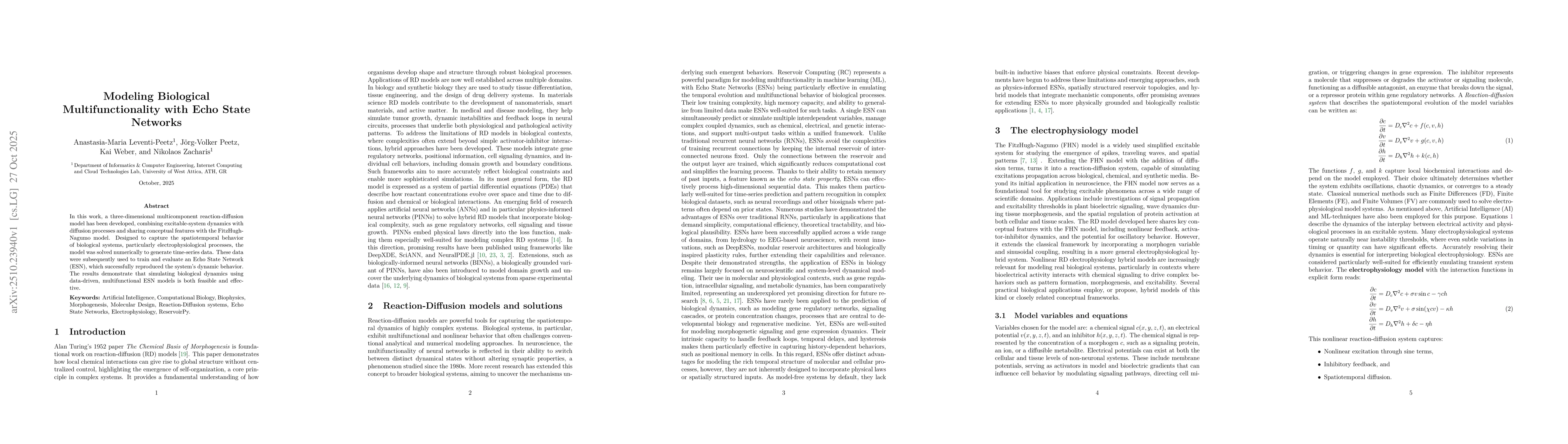 Thumbnail for Modeling Biological Multifunctionality with Echo State Networks