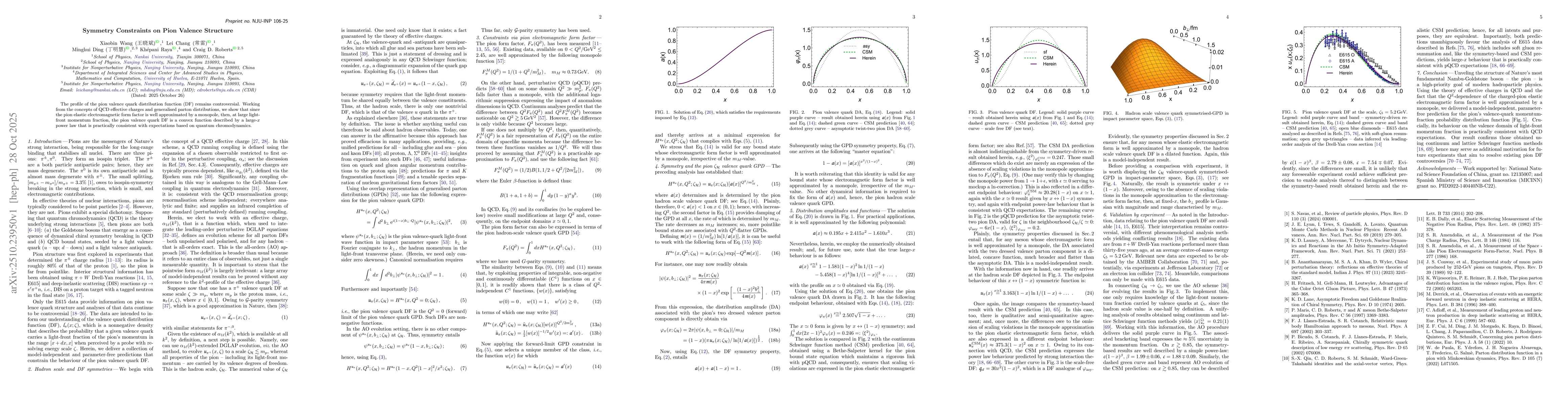 Thumbnail for Symmetry Constraints on Pion Valence Structure