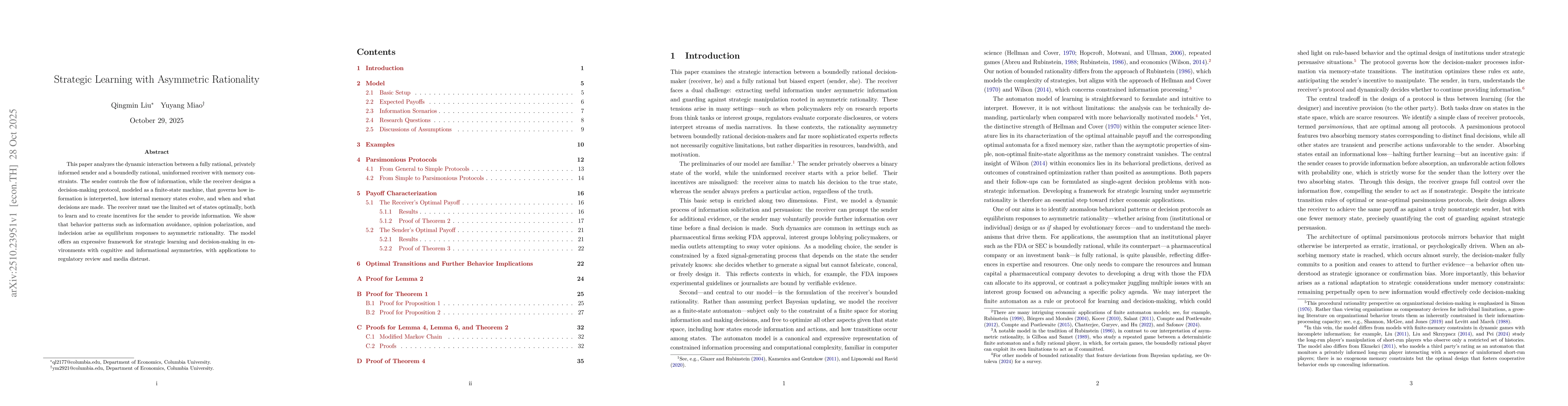 Thumbnail for Strategic Learning with Asymmetric Rationality