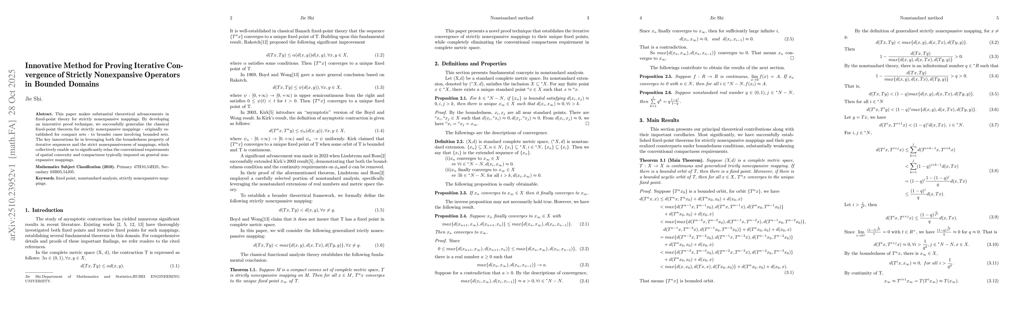 Thumbnail for Innovative Method for Proving Iterative Convergence of Strictly
  Nonexpansive Operators in Bounded Domains
