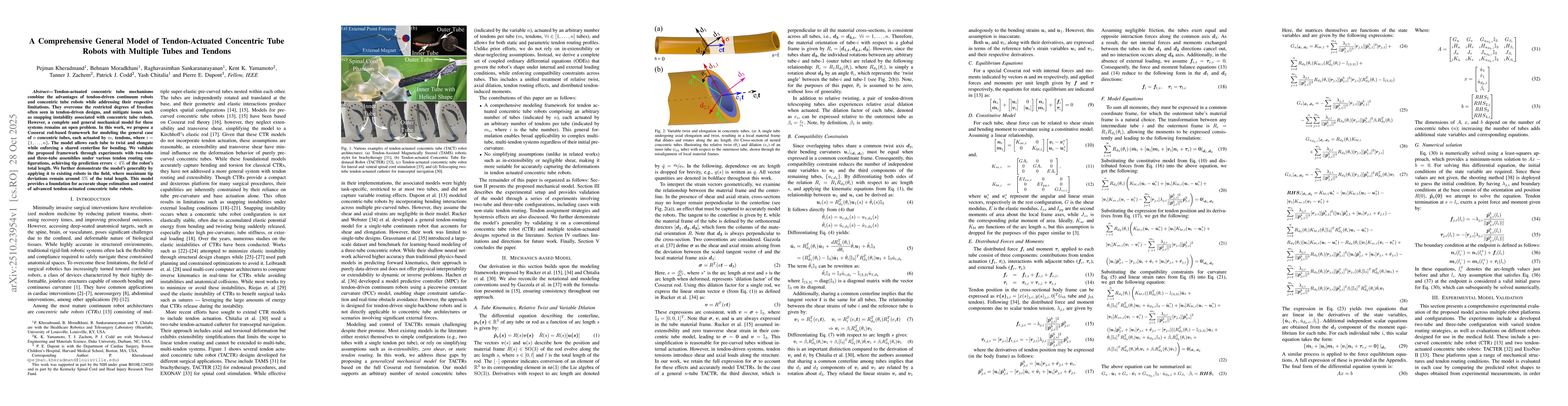 Thumbnail for A Comprehensive General Model of Tendon-Actuated Concentric Tube Robots
  with Multiple Tubes and Tendons